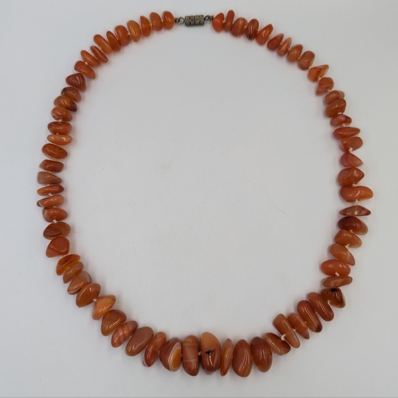 Vintage Beautiful Polish Nuggets Red Agate Gemstone Knotted Necklace 21" - Picture 8 of 12